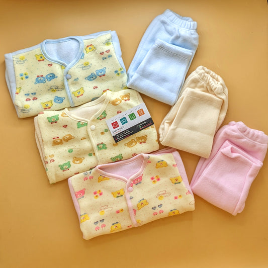 Pack of 3 Suits - Winter - Bear/Cars - Beige/Blue/Pink