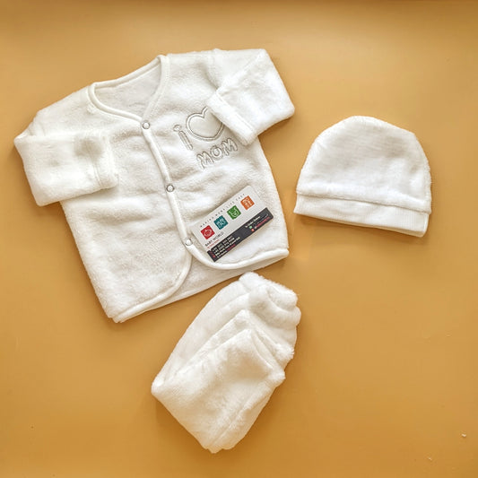 Baby Suit with Cap - Winter - White