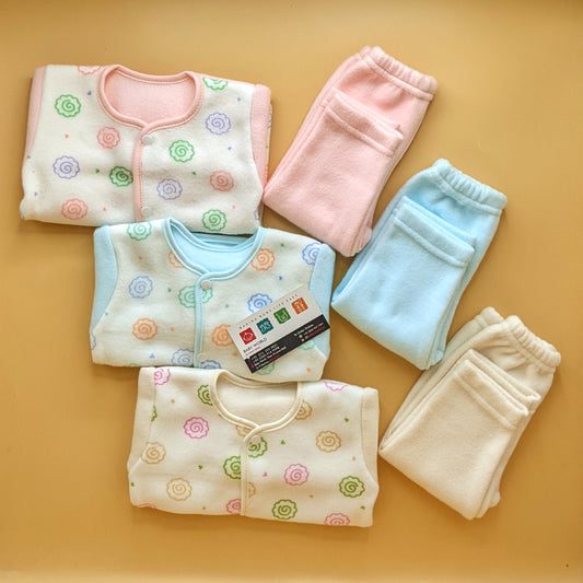 Pack of 3 Suits - Floral - Winter - Baby Pink/Sea Blue/Beige