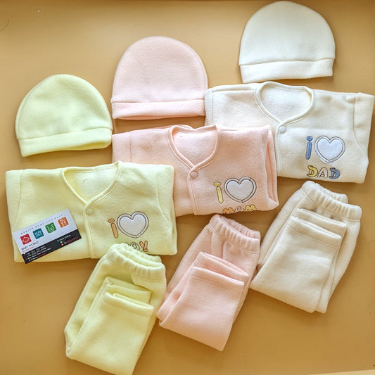 Pack of 3 Suits with Cap - Winter - Lemon/Peach/Beige