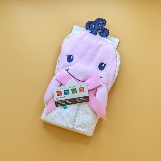 Character Hooded Bath Towel - Dolphin - Pink