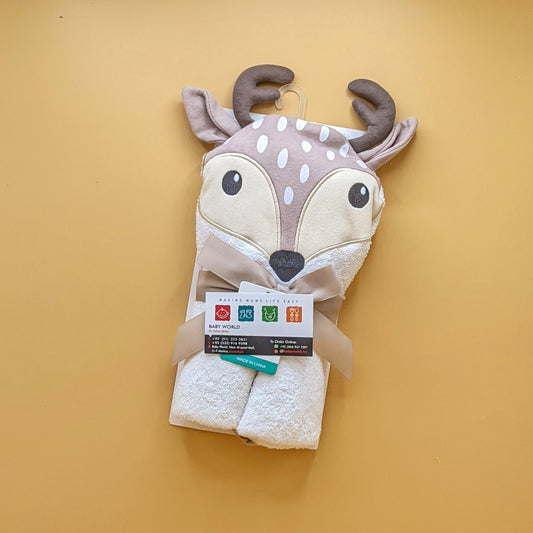 Character Hooded Bath Towel - Deer - Brown