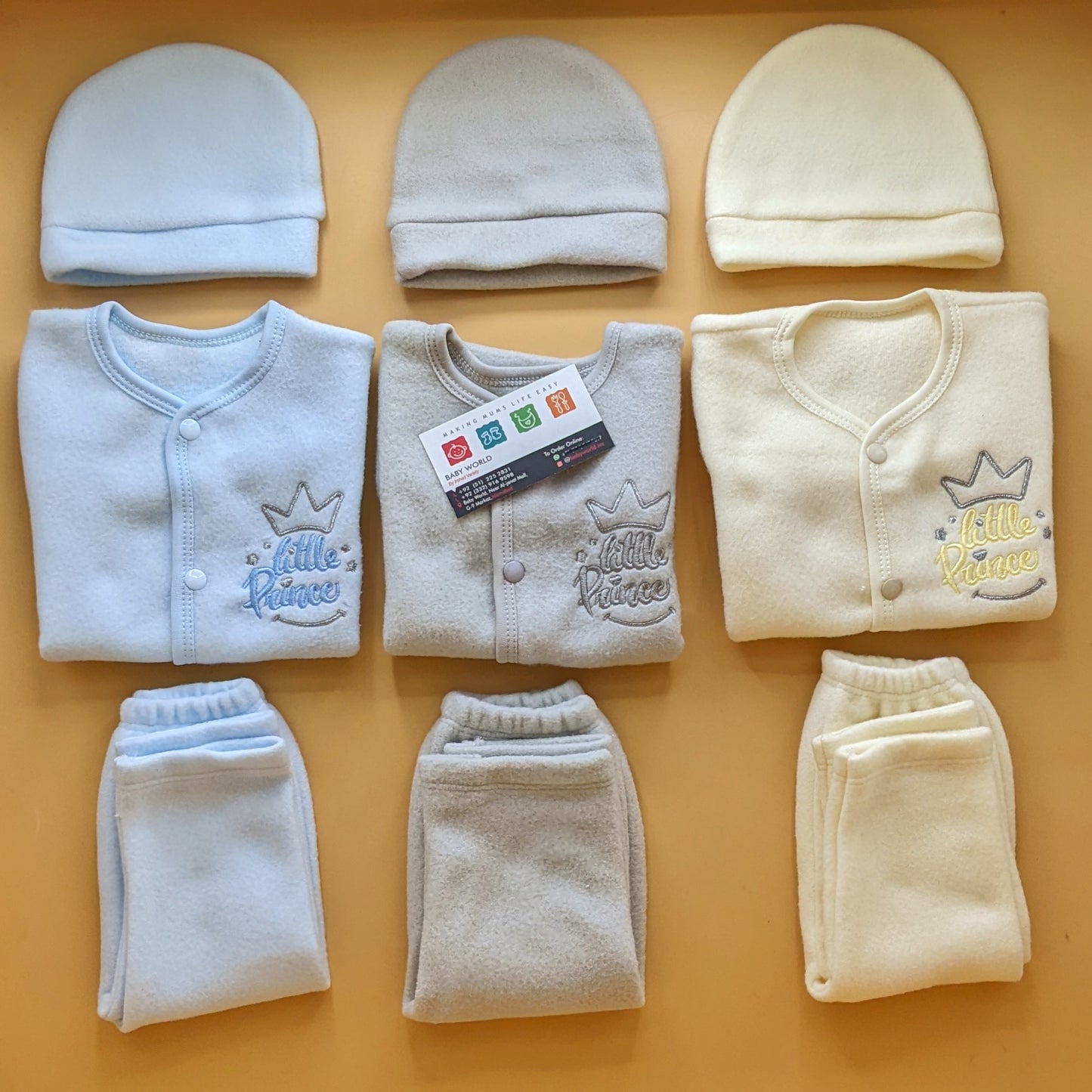 Pack of 3 Suits with Cap - Winter - Little Prince - Blue/Grey/Beige