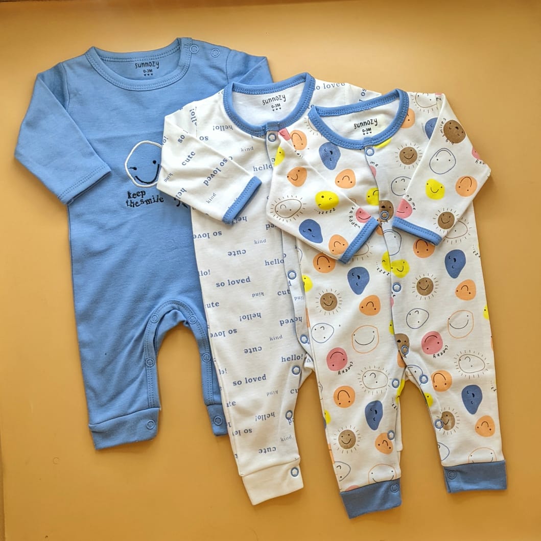 Pack of 3 Rompers/Sleep Suits - Hi! Smile 😄